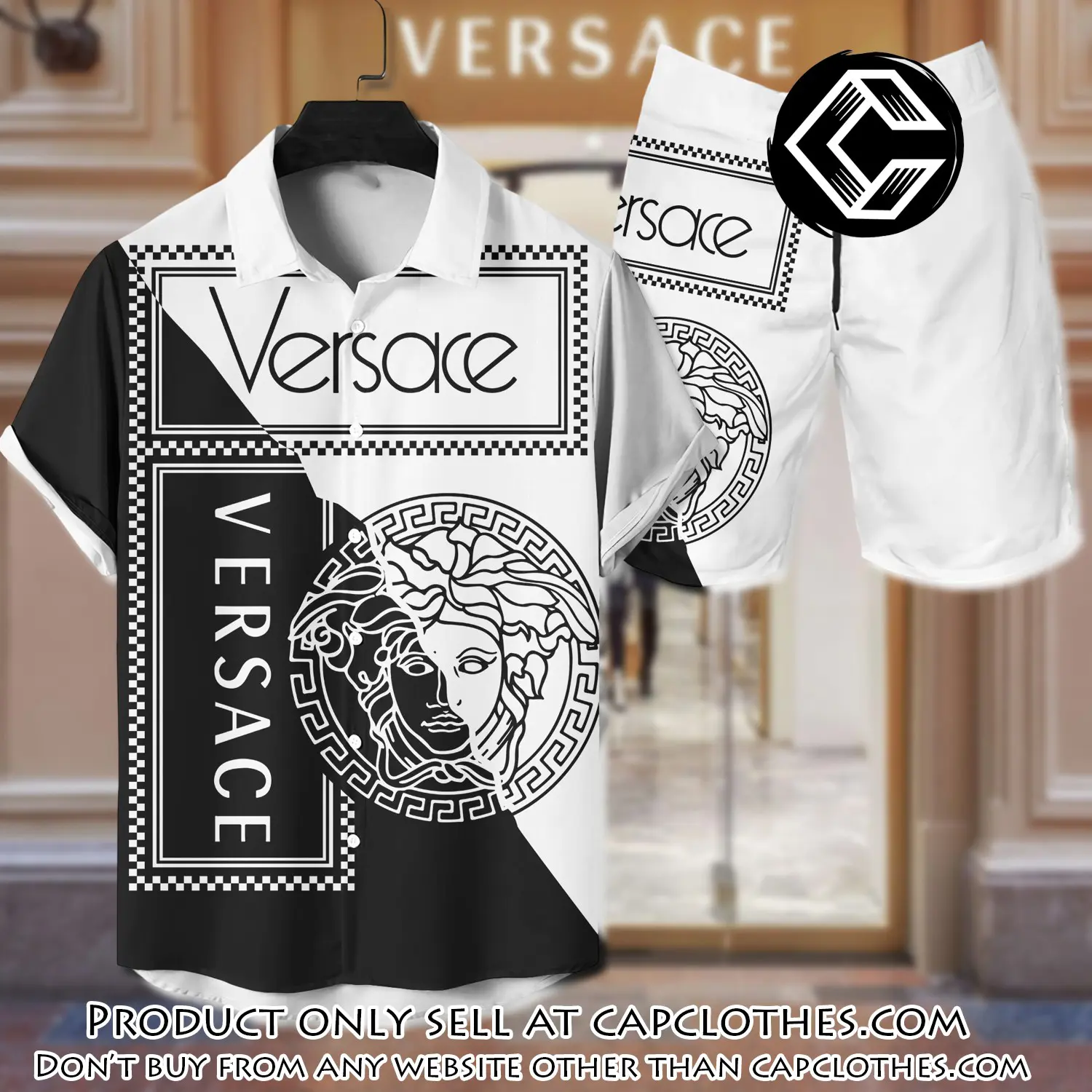 Versace luxury hawaiian shirt & short set lhs1205 cc4558046
